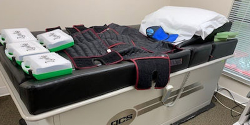 patient receiving external counterpulsation therapy in Irvine